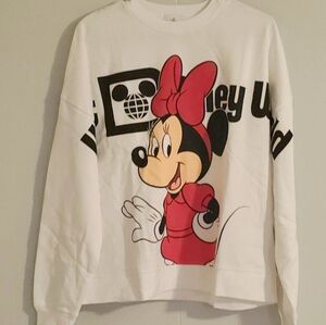 Disney Parks Disney Minnie Mouse White Pullover Sweatshirt